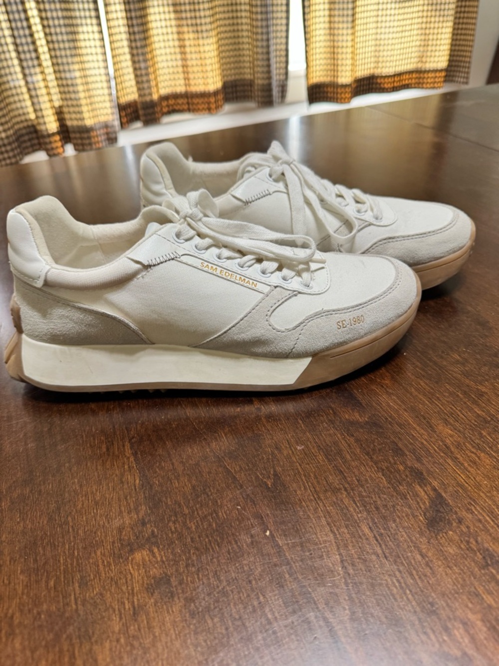 Sam Edelman Women’s Sneakers in Off-White and Tan Accents